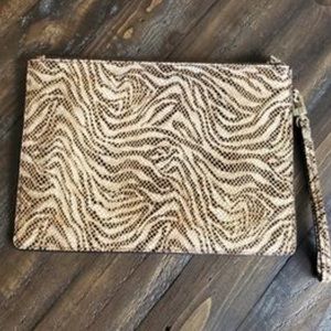 Banana Republic Leather Animal Print Clutch/Wristlet